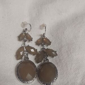 Elegant Silver and Brown Dangle Earrings